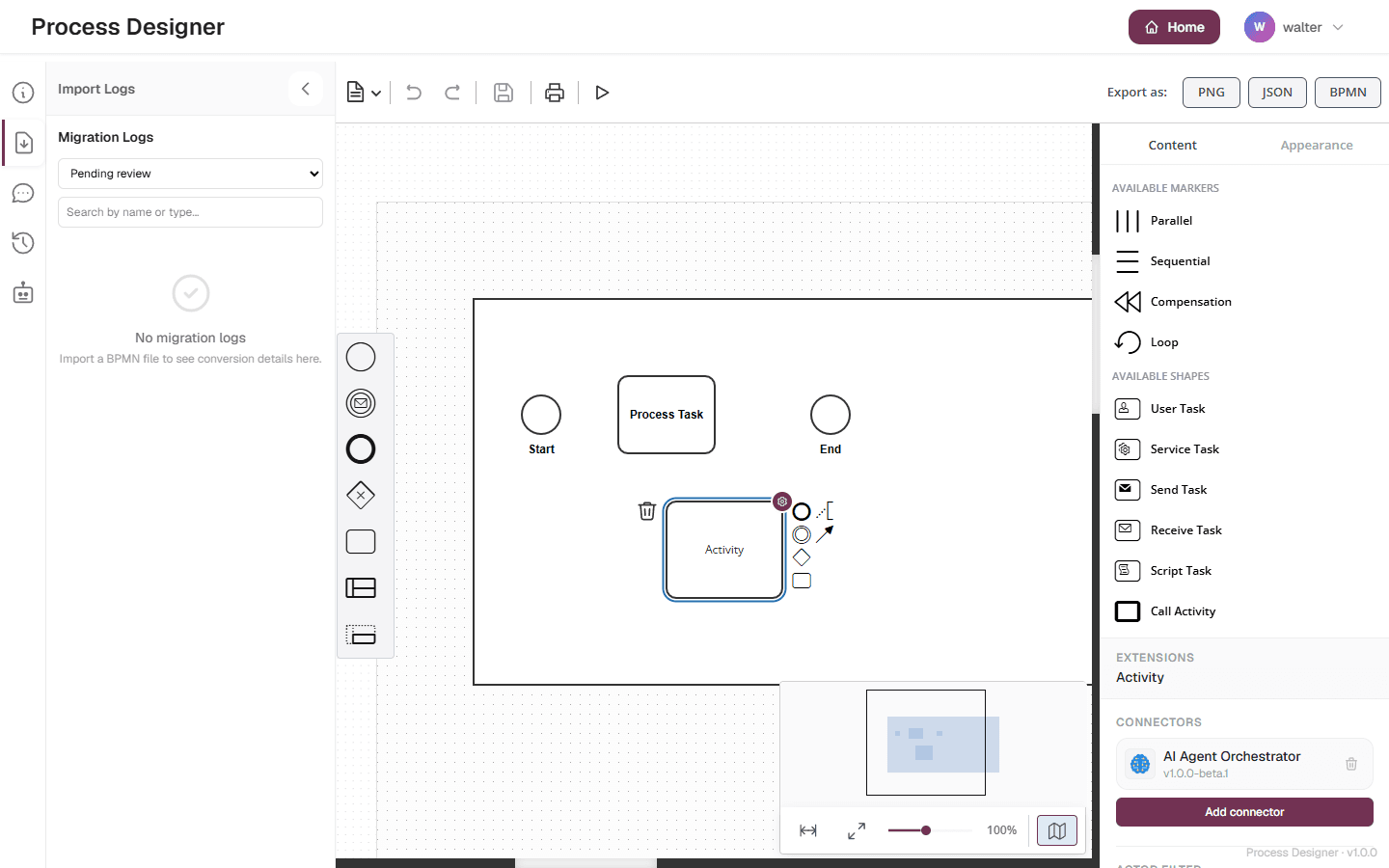 An element selected on the canvas with the inspector panel open